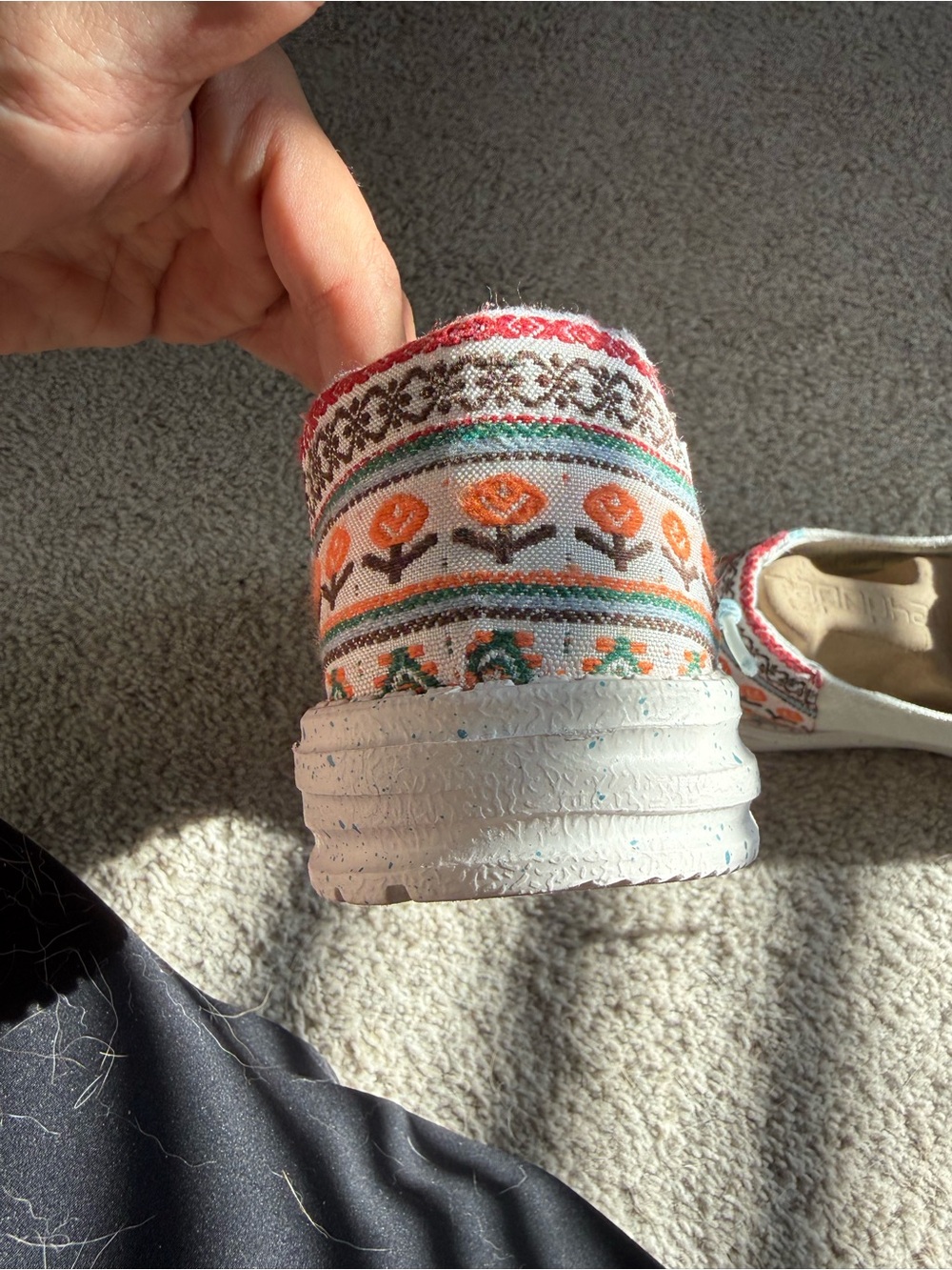 Hey Dude White Slip-On Shoes with Orange Accent - Picture 2 of 4